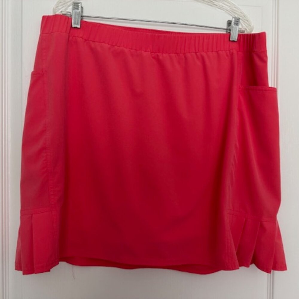 Chico's Zenergy UPF Orangey Coral Skort with Side Pleats and Pockets - Size 3
